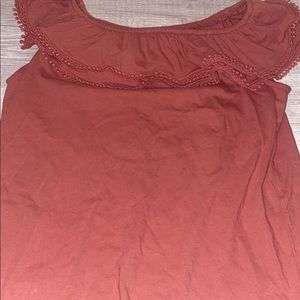 Pinkish/ redish colored off the shoulder shirt